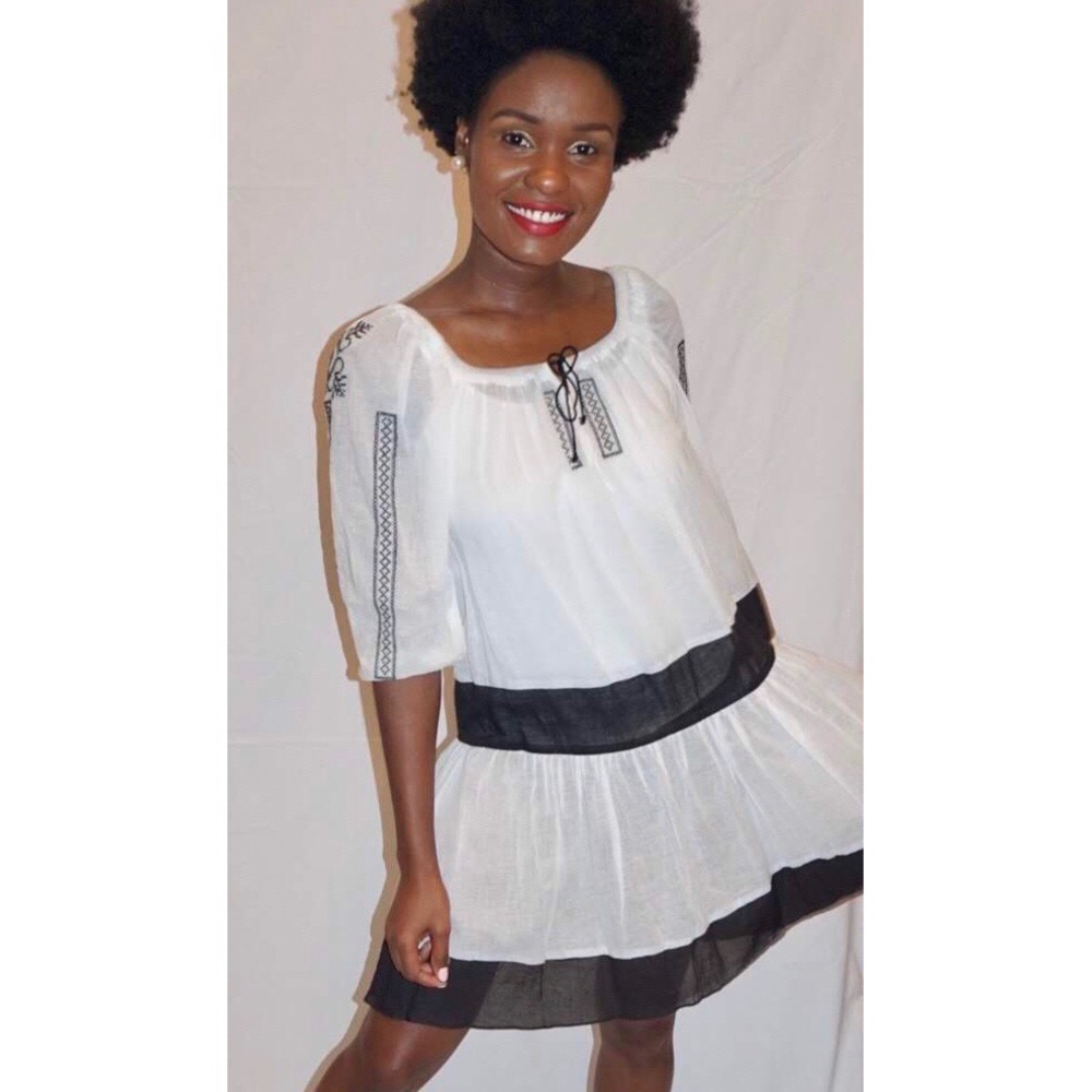 Wendy Katlen NWOT Linen Black and White Dress